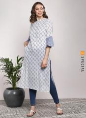 Sangria White Printed A Line Kurta women