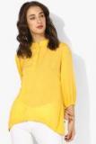 Sangria Yellow Solid Shirt Style Top Women