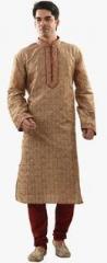 Sanwara Brown Printed Kurta Pyjama men