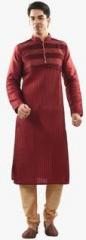 Sanwara Maroon Striped Kurta Pyjama men