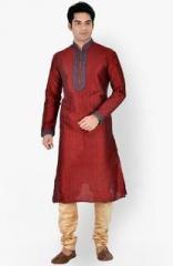 Sanwara Printed Maroon Churidar Kurta Pyjama men