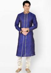 Sanwara Printed Purple Churidar Kurta Pyjama men