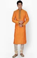 Sanwara Printed Yellow Churidar Kurta Pyjama men