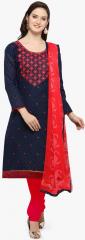 Saree Mall Navy Blue Embellished Dress Material women