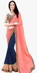 Saree Mall Peach Embroidered Saree women