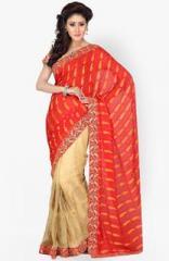 Saree Swarg Beige Embroidered Saree women