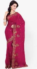 Saree Swarg Magenta Embroidered Saree women