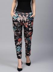 Sassafras Black & Blue Regular Fit Printed Cigarette Trousers women