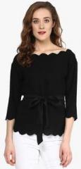 Sassafras Black Solid Blouse women