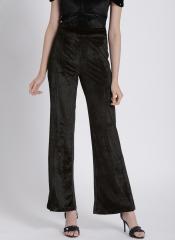 Sassafras Black Velvet Bell Bottom Trousers women