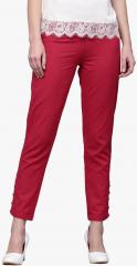 Sassafras Magenta Solid Slim Fit Regular Trouser women