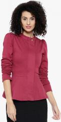 Sassafras Maroon Solid Jacket women