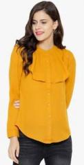 Sassafras Mustard Yellow Solid Shirt women