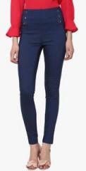 Sassafras Navy Blue Solid Jeggings women