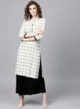 Sassafras Off White & Black Checked Straight Kurta women