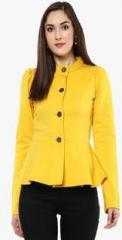 Sassafras Yellow Solid Winter Jacket women