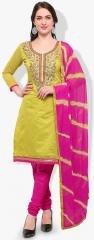 Satrani Green Embroidered Dress Material women