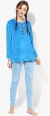 Sdl By Sweet Dreams Blue Striped Pyjama Set women