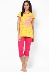 Sdl By Sweet Dreams Yellow Short Sleeve T Shirt With Capri women