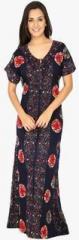 Secret Wish Navy Blue Printed Gown women