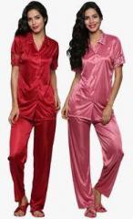 Secret Wish Pack Of 2 Multicoloured Solid Top & Pyjama Set women