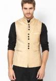 See Designs Beige Solid Slim Fit Nehru Jacket Men