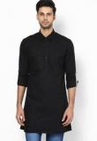 See Designs Black Solid Kurta Men