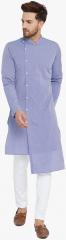 See Designs Blue Woven Design Kurta men