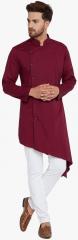 See Designs Burgundy Solid Kurta Pyjama men