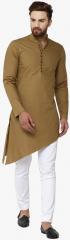 See Designs Khaki Solid Kurta Pyjama men