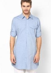 See Designs Light Blue Solid Slim Fit Kurta men