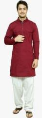 See Designs Maroon Solid Kurta Pyjama men