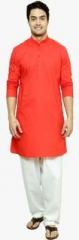 See Designs Red Solid Kurta Pyjama men