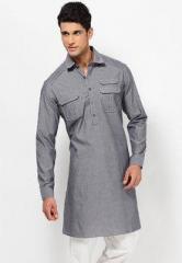 See Designs Solid Grey Kurta men