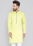 See Designs Yellow Solid Straight Kurta Men