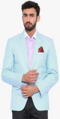 Shaftesbury London Aqua Blue Solid Blazer men