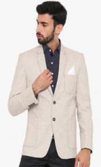 Shaftesbury London Beige Solid Blazer men