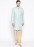 Shaftesbury London Black & Gold Toned Sherwani Set Men