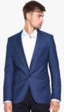 Shaftesbury London Blue Solid Regular Fit Blazer Men