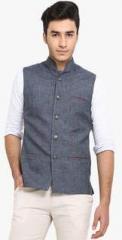 Shaftesbury London Grey Solid Slim Fit Waistcoat men