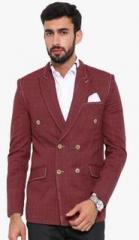 Shaftesbury London Maroon Checked Blazer men