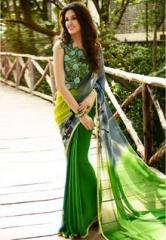 Shaily Green Printed Saree women