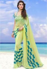 Shaily Yellow Printed Saree women