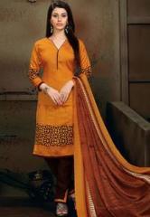 Shonaya Orange Embroidered Dress Material women