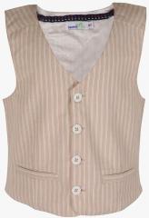 Shoppertree Beige Striped Waist Coat girls