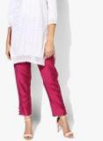 Shree Fuchsia Textured Regular Fit Coloured Pants Women