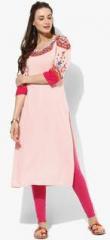 Shree Pink Embellished Rayon Kurta women