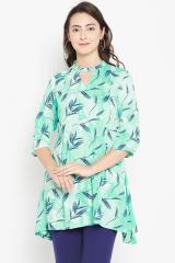 Shree Sea Green & Navy Blue Printed Tunic women