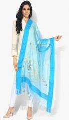 Shree Turquoise Printed Organza Dupatta women