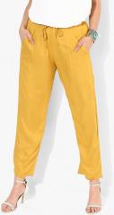 Shree Yellow Solid Regular Fit Coloured Pants women